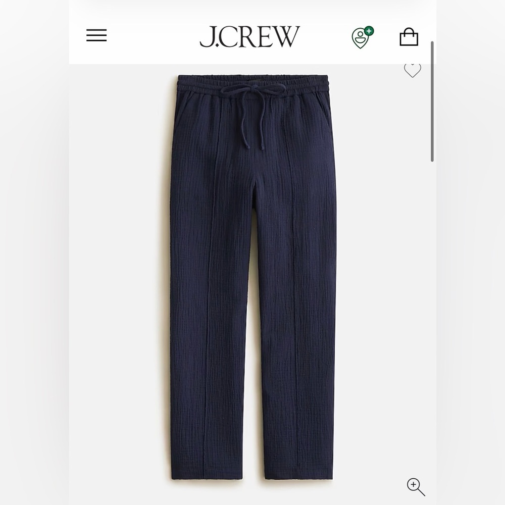 J. Crew New Seaside Women’s Navy Flowy Pant M 100% Cotton Coastal